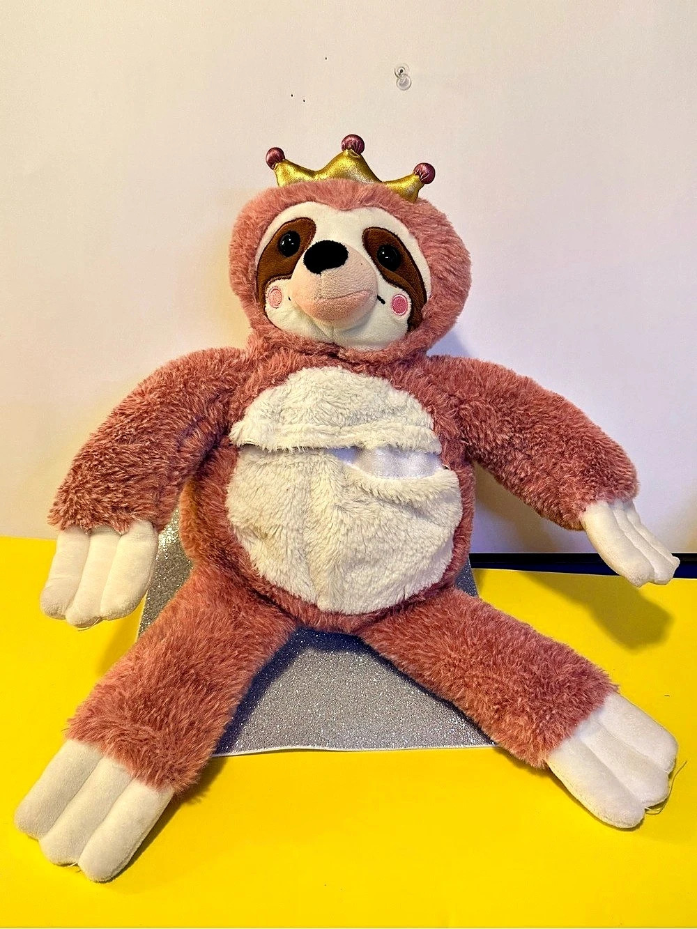 Aroma Home Pink Princess Sloth Plush 17" Crown Heating Plush NO INSERT
